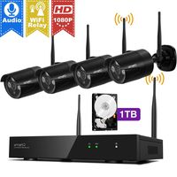 Wireless Security Camera Systems 1080p with Audio Ports, xmartO H.265+ 8CH Expandable NVR and 4X 2MP Full HD WiFi Security IP Cameras, Plug N Play, Long Range WiFi in, IP66 & Night Vision, 1TB HDD