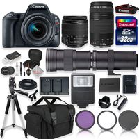 Canon EOS Rebel SL2 DSLR Camera with 18-55mm EF-S F/4-5.6 is STM Lens & EF 75-300mm f/4-5.6 III Lens + 420-800mm Zoom Lens + 32GB Memory + Camera Case + Tripod + Full Accessory Bundle