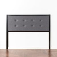 Zinus Barbara Button Tufted Grey Upholstered Metal Headboard, Queen