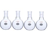 Laboy HMF010104L Glass Single Neck Flat Bottom Boiling Flask 250 mL with 24/40 Glass Joint (Pack of 4)