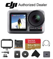 DJI OSMO Action - Dual Touch Display Waterproof Digital Action Camera with 4K HD Video 12MP Photos Live Streaming Stabilization, Starter Bundle, Free 64 GB Extreme SD Card