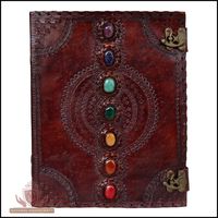 Leather Journal Book Seven Chakra Medieval Stone Embossed Handmade Book of Shadows Notebook Office Diary College Book Poetry Book Sketch Book 10 x 13 Inches