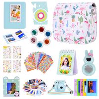 Amarcor Instax Mini 9 Camera Accessories Set for Fujifilm Instax Mini 9/ Mini 8/ Mini 8+ Camera,Includes Mini 9 Case/Albums/Six Color Filters/Selfie Lens/Camera Sticker (12 in 1 Cactus Flamingo)