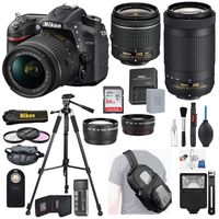 Nikon D7200 with 18-55mm f/3.5-5.6G VR + a 70-300mm f/4.5-6.3G ED Lens + 64GB, Deluxe Accessory Bundle and Cleaning Accessories and Deluxe Sling Backpack