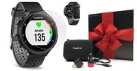 Garmin Forerunner 235 (Black/Gray) Gift Box Bundle | with HD Screen Protector Film (x4), PlayBetter USB Car/Wall Adapters & Protective Case | GPS Running Watch | On-Wrist Heart Rate | Black Gift Box
