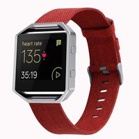 Compatible with Fitbit Blaze Bands Women Men, Woven Bands Canvas Replacement Band Quick Release Watch Band Wristband Accessory Straps Bracelet Fit for Fitbit Blaze (Red)