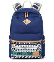 LuckyZ Women Casual Backpack Lightweight Canvas with Leather Daykpack School Bag Cute Printng Travel Laptop Bag Shoulder Bookbags, Blue Snowflake