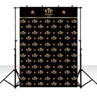 MEHOFOTO Black and Gold VIP Photography Backdrops Crown Stars Polyester Birthday Party Decorations Photo Studio Booth Background Banner 5x7ft