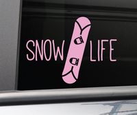 Nashville Decals Snow Life Snowboarding Snowboard Vinyl Decal Laptop Car Truck Bumper Window Sticker, 5" x 6.75", Pink