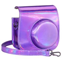 Blummy PU Leather Instax Mini 9 Camera Case for Fujifilm Instax Mini 8/ Mini 8+/ Mini 9 Instant Camera with Adjustable Strap and Pocket-purple