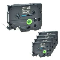 NineLeaf 5 Pack White on Black Label Tape Compatible for Brother TZ TZe TZ 345 TZe 345 3/4 inch for P-Touch PT-D400 PT-D600 Printer