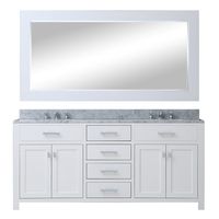 Water Creation MADISON 60WB 60-Inch Solid White Double Sink Bathroom Vanity with Matching Framed Mirror