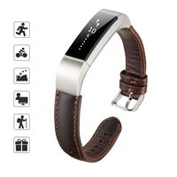 TOMALL Leather Bands Compatible for Fitbit Alta and Alta HR, Genuine Leather Strap Replacement Wristband Straps for Women Men (Coffee)
