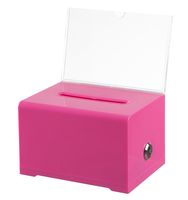 AdirOffice Acrylic Donation & Ballot Box with Lock (6.25" x 4.5" x 4") - Pink