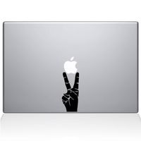 The Decal Guru Peace Sign Hand MacBook Decal Vinyl Sticker - 13" MacBook Pro (2015 & Older) - Black (1147-MAC-13P-BLA)