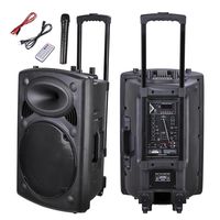 AW 1500W Portable Active PA Speaker w/Wireless Microphone Guitar AMP Bluetooth USB SD LCD FM Party Show