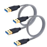 Male to Male USB 3.0 Cable, Besgoods 2-Pack 3FT/1M Short Braided USB Type A to A Cable Cord for Data Transfer, DVD Player, Laptop Cooler and More, White