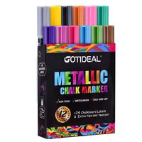 GOTIDEAL Metallic Liquid Chalk Markers, 12 Colors Premium Window Chalkboard Neon Pens, Painting and Drawing for Kids and Adults, Bistro & Restaurant, Wet Erase - Reversible Tip