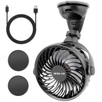 OPOLAR Mini Car & Kitchen USB Fan, Four Speeds, Strong Attraction on Windshield/Car Window, 360° Rotation, Cooling Fan for Sedan SUV RV Boat Auto Vehicles, Only USB Powered (Two Suction Bases)