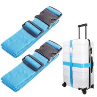 Luxebell Luggage Straps Suitcase Belt Add-A-Bag Travel Accessories, Heavy Duty Strap, 2-Pack (6.56ft, Blue)