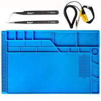 Kaisi S-180 Large Silicone Soldering Mat Magnetic Repair Work Mat, Heat Resistant Insulation Large Platform Station Pad for Soldering, Electronics, Computer Repair, Size 21.6 x 13.8 inch