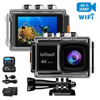 Action Camera, ieGeek 4K 20MP WiFi Waterproof Sports Cam Ultra HD Underwater Camera DV Camcorder EIS Image Stabilizer 170 Degree Wide-Angle with 2 Battery/External Microphone/Carry Case/Accessory Kit