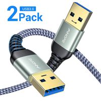 AINOPE USB 3.0 A to A Male Cable USB to USB Cable 2 Pack / 6.6FT / USB Male to Male Cable Double Compatible with Hard Drive Enclosures, DVD Player, Laptop Cooler Flashlight.