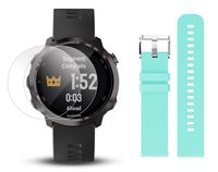 Garmin Forerunner 645 Music Bundle with Extra Band & HD Screen Protector Film (x4) | Running GPS Watch, Wrist HR, Music & Spotify, Garmin Pay (Slate + Music, Teal)