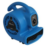 XPOWER P-80A Mini Mighty Air Mover, Floor Fan, Dryer, Utility Blower with Built-in Power Outlets- Blue