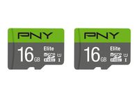 PNY 16GB Elite Class 10 U1 microSDHC Flash Memory Card 2-Pack (P-SDU16GX2U185GW-GE)