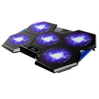 Laptop Cooling Pad, Laptop Cooler Pad 5 Quiet Fans LED Lights, for 12 to17 Inches Laptops with 2 USB Connection i-Star Rapid Cooling Action Metal Mesh Slim Portable Adjustable Retractable Stand（Blue）