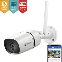 Kittyhok Wireless Security Camera Outdoor, 1080P Full HD 2.4Ghz Wire or WiFi Surveillance Cameras with Two-Way Audio/ Motion Detection/ Night Vision/ IP65, Works with iOS/ Android/ Mac/ Windows