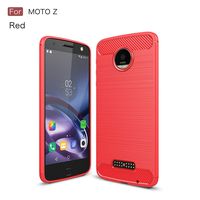 Wouier Case Compatible with Moto Z/Motorola Moto Z Case,Soft Carbon Fiber Bumper Cover Anti-Fingerprint Shockproof Full Body Protection Cover for Moto Z/Motorola Moto Z (Red,Moto Z/Motorola Moto Z)