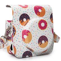 Woodmin Groovy PU Leather Instant Camera Case with Shoulder Strap for Fujifilm Instax Mini 90 (Dount)