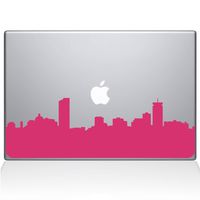 The Decal Guru Boston City Skyline Decal Vinyl Sticker, 15" MacBook Pro (2015 & Older Models), Pink (2329-MAC-15P-BG)