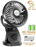 Stroller Fans Mini USB Desk Clip Fan,YXwin 2019 Newest Table Fan 40 Hours(Max Working Time) 360° Rotation 4400mah Battery 4 Speed Quiet Fan for Outdoor/Indoor Baby Car Travel Office Camping Library (Renewed)