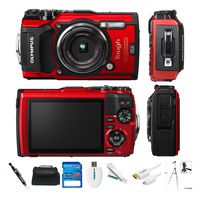 Olympus Tough TG-5 12.0-Megapixel Water-Resistant Digital Camera - Ultra HD 4K Video F2.0 Wide Angle - Red/Black (Basic)