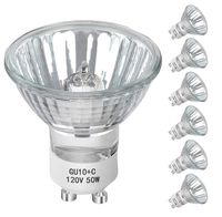 GU10 Bulb, 6 Pack Halogen GU10 120V 50W, Dimmable, MR16 GU10 Light Bulb with Long Lasting Lifespan, gu10+c 120v 50w for Track&Recessed Lighting, Gu10 Base Bulb, W50MR16/FL/GU10 (Silver Light Cup)