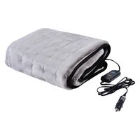 Great Working Tools Heated Electric Car Blanket, Gray - 3 Heat Settings, Auto Shutoff, Washable, 55" X 40", Long 8' Cord Plugs into Car's 12v Outlet