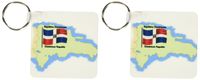 3dRose Map and Flag of the Dominican Republic in both English and Spanish - Key Chains, 2.25 x 2.25 inches, set of 2 (kc_46646_1)