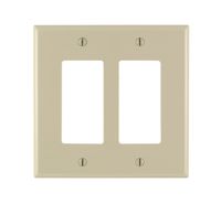 Leviton 86602 2-Gang Decora/GFCI Device Wallplate, Oversized, Thermoset, Device Mount, Ivory
