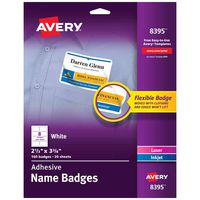 Avery Premium Personalized Name Tags, Print or Write, 2-1/3" x 3-3/8", 160 Adhesive Tags (8395) - 08395, white