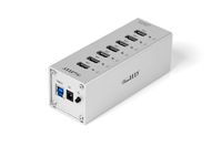 ViewHD Professional Premium Quality USB 3.0 7-Port Hub with On/Off Power Switch + 12V 4A Power Adapter + USB Cable in Full Metal Case (Silver) | VHD-U3P7S