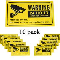 10pcs Premium Self-Adhesive Video Surveillance Camera Stickers Waterproof and Sunlight-proof Long Lasting Security Warning Signs for Warehouses, Garages, Home Alarm, Indoor or Outdoor, Robbery & Theft