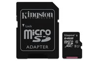 Kingston Digital 64 GB microSD Class 10 UHS-1 Memory Card 30MB/s with Adapter (SDCX10/64GBET)