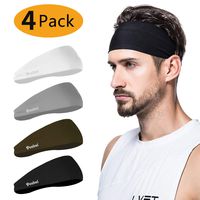 poshei Mens Headband (4 Pack), Mens Sweatband & Sports Headband for Running, Crossfit, Cycling, Yoga, Basketball - Stretchy Moisture Wicking Unisex Hairband