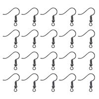 TOAOB 100pcs Earring Hooks Ear Wires with Ball and Coil Gray-Black Hypo Allergenic 18mm for DIY Jewelry Making