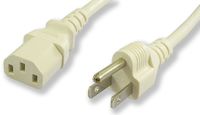 Lynn Electronics C13515P10AWH-15F Power Cord IEC60320 C13 to NEMA 5 SJT Jacket, 10-Amp/125-volt, White