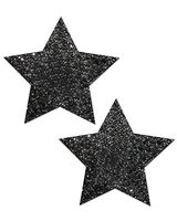 iHeartRaves Pastease Black Glitter Star Rave Pasties (Set of 2 Pasties)