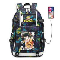 My Hero Academia Anime Boku no Hero Academia Cosplay Backpack Daypack Bookbag Laptop School Bag with USB Charging Port (Color 1B)